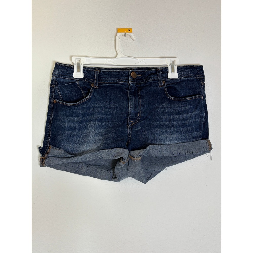 1822 Denim Women Dark Wash Cuffed Jean Shorts Size 14 Mid Rise 5-Pocket Classic